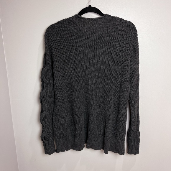 Mossimo Supply Co. Charcoal Cardigan with Pocket & Criss Cross Detail - Picture 2 of 5